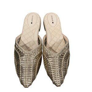 Birdies Womens Quilted Gold Woven Mule Flats Slip-On cushioned women’s 6 elegant